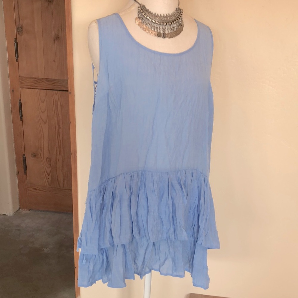 Beautiful Plus Size One World Light Blue Blouse